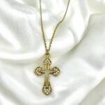 Κολιέ Σταυρός από ανοξείδωτο ατσάλι με ζιργκον xρώμα χρυσό-Κ-