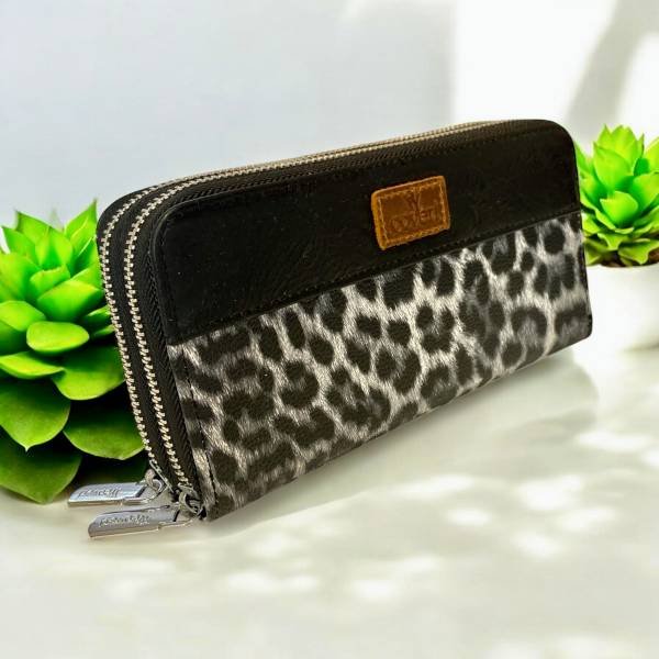 Γυναικείο Δερμάτινο πορτοφόλι animalprint με 2 φερμουάρ-P-