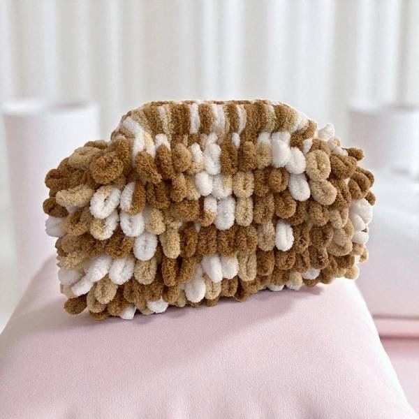 Χειροποίητη πλεκτή τσάντα Puffy 35x22cm τύπου animalprint-PL-6398