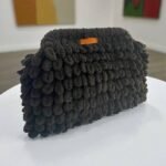 Χειροποίητη πλεκτή τσάντα Puffy XL χρώμα Μαύρο-PL-127