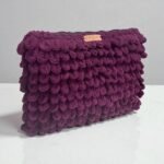Χειροποίητη πλεκτή τσάντα Puffy φάκελος XL 35x25cm χρώμα Μελιτζανί-PL-133-111