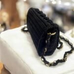 Χειροποίητη πλεκτή τσάντα πλέξη bubble χρώμα Μαύρο-PL-140 - Image 2