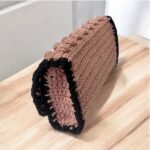 Χειροποίητη πλεκτή τσάντα πλέξη bubble χρώμα Ροζ/μαύρο-PL-141 - Image 2