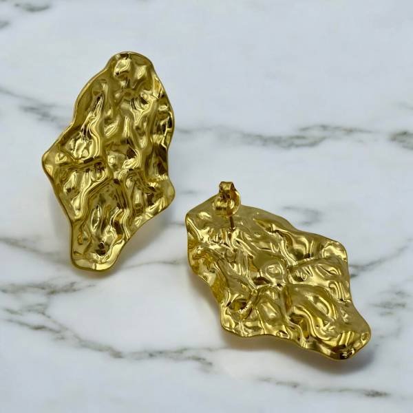 Σκουλαρίκια ανάγλυφα από Ανοξείδωτο ατσάλι χρώμα χρυσό-SK-