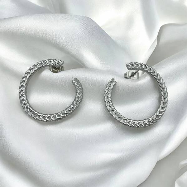 Σκουλαρίκια στρογγυλά από Ανοξείδωτο ατσάλι χρώμα ασημί-SK-