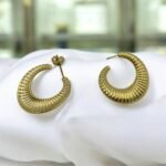 Σκουλαρίκια στρογγυλά από Ανοξείδωτο ατσάλι χρώμα χρυσό-SK-744 - Image 2