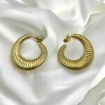 Σκουλαρίκια στρογγυλά από Ανοξείδωτο ατσάλι χρώμα χρυσό-SK-