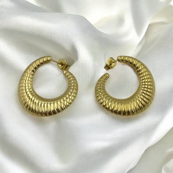 Σκουλαρίκια στρογγυλά από Ανοξείδωτο ατσάλι χρώμα χρυσό-SK-