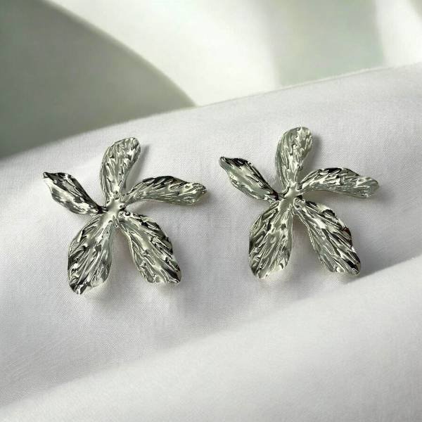 Σκουλαρίκια λουλούδια από Ανοξείδωτο ατσάλι χρώμα ασημί-SK-