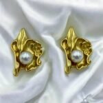 Σκουλαρίκια από Ανοξείδωτο ατσάλι με πέρλες χρώμα χρυσό-SK-