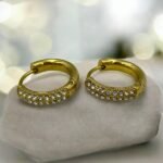 Ατσάλινα σκουλαρίκια κρίκος με ζιργκον χρώμα χρυσό-SK-