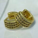 Ατσάλινα σκουλαρίκια κρίκος με ζιργκον χρώμα χρυσό-SK-759 - Image 2