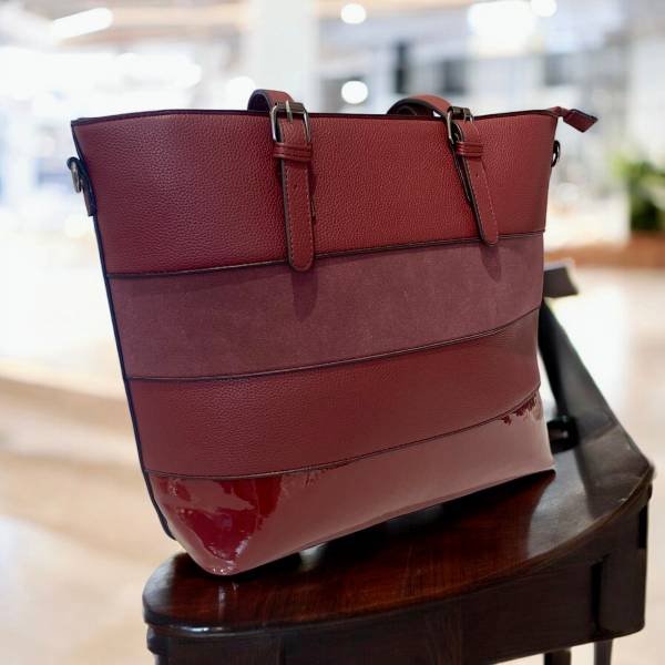 Ευρύχωρη Τσάντα ώμου χρώμα Μπορντό-TS-