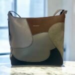 Τσάντα ώμου τρίχρωμη γκρι/μαύρο/καφέ-TS-