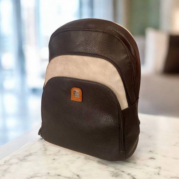 Σακίδιο πλάτης χρώμα μαύρο/μπεζ-TS-