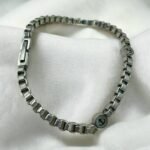 Ανδρικό Βραχιόλι από ανοξείδωτο ατσάλι χρώμα ασημί-BR-1082 - Image 2