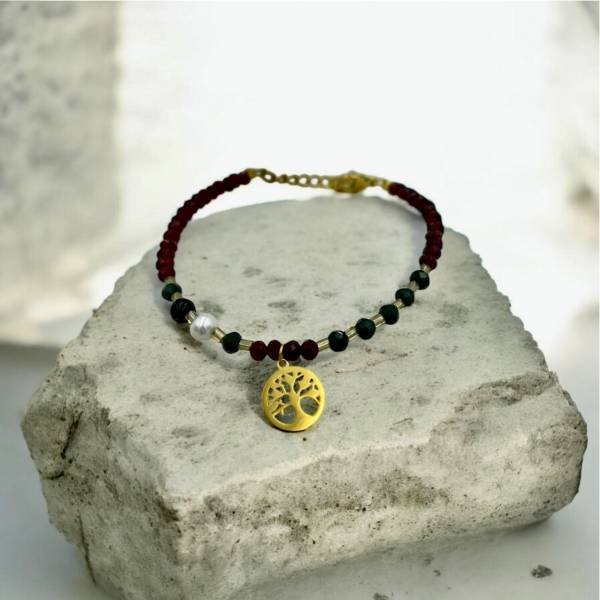 Χειροποίητο Βραχιόλι από ανοξείδωτο ατσάλι με πέτρες αιματίτη-BR-πατρα