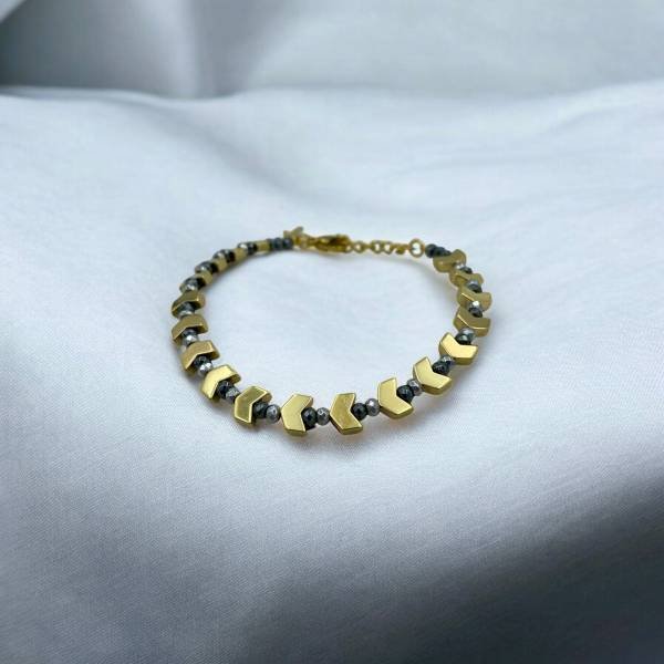 Χειροποίητο Βραχιόλι από ανοξείδωτο ατσάλι με πέτρες αιματίτης-