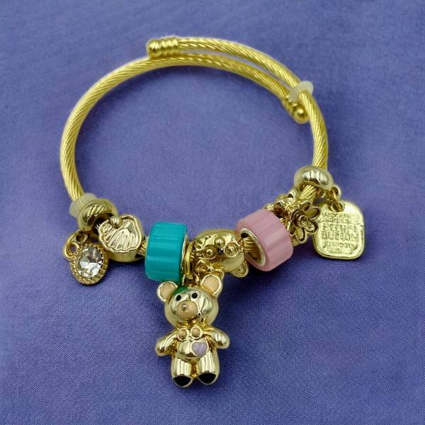 Βραχιόλι τύπου Πανδώρα από ανοξείδωτο ατσάλι χρώμα χρυσό-BR-