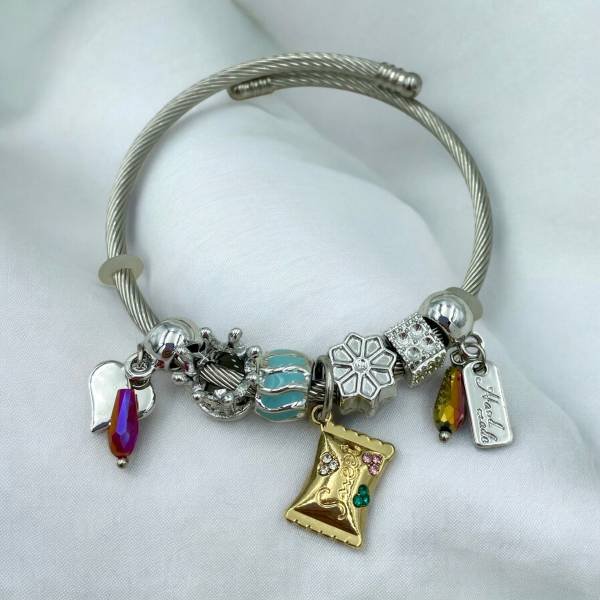 Βραχιόλι τύπου Πανδώρα από ανοξείδωτο ατσάλι χρώμα ασημί-BR-