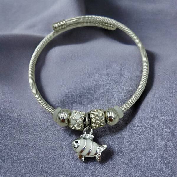 Βραχιόλι τύπου Πανδώρα από ανοξείδωτο ατσάλι χρώμα ασημί-BR-