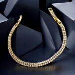 Βραχιόλι από ανοξείδωτο ατσάλι με ζιργκον χρώμα χρυσό-BR-