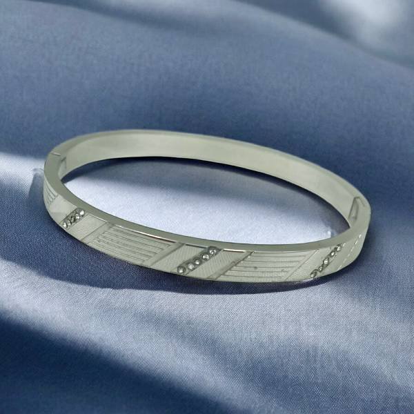 Βραχιόλι Χειροπέδα από ανοξείδωτο ατσάλι χρώμα ασημί-BR-