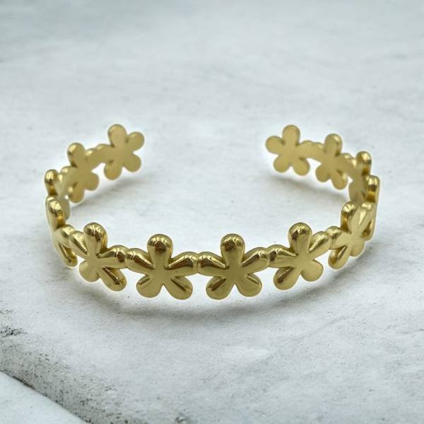 Βραχιόλι Χειροπέδα από ανοξείδωτο ατσάλι χρώμα χρυσό-BR-