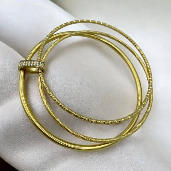 Βραχιόλι χειροπέδα σετ 3 τεμάχια από ανοξείδωτο ατσάλι χρώμα χρυσό-BR-