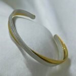 Βραχιόλι Χειροπέδα από ανοξείδωτο ατσάλι δίχρωμη χρυσό/ασημί-BR-451 - Image 2