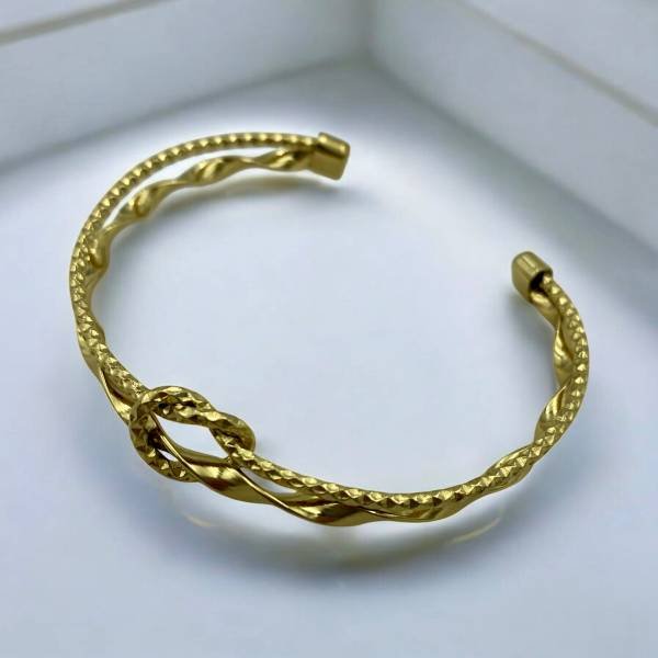 Βραχιόλι Χειροπέδα από ανοξείδωτο ατσάλι χρώμα χρυσό-BR-