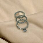 Δαχτυλίδι τριπλό μονόπετρο από ανοξείδωτο ατσάλι χρώμα ασημί-D-