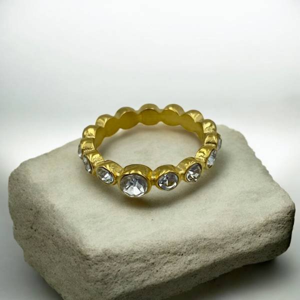 Δαχτυλίδι βεράκι με ζιργκον από ανοξείδωτο ατσάλι χρώμα χρυσό-D-