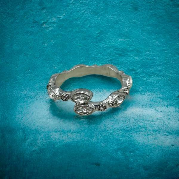 Δαχτυλίδι βεράκι με ζιργκον από ανοξείδωτο ατσάλι χρώμα ασημί-D-