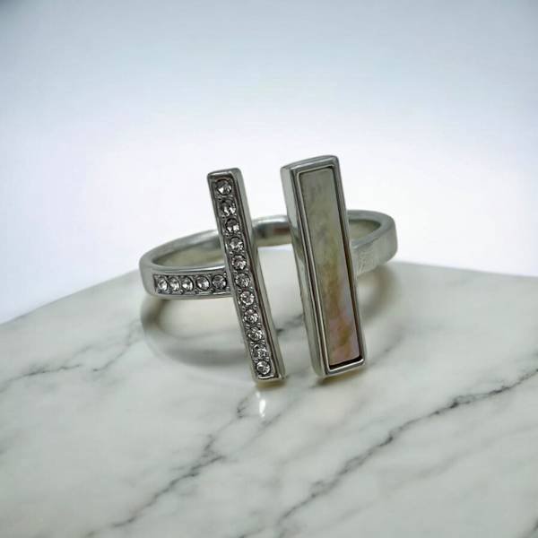 Δαχτυλίδι με ζιργκον από ανοξείδωτο ατσάλι χρώμα ασημί-D-