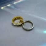 Δαχτυλίδι βεράκι διπλό με πέτρες κρυστάλλου από ανοξείδωτο ατσάλι δίχρωμο-D-309 - Image 2