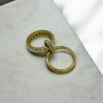 Δαχτυλίδι βεράκι διπλό με πέτρες κρυστάλλου από ανοξείδωτο ατσάλι χρώμα χρυσό-D-309 - Image 2