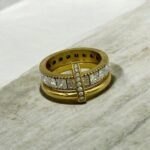 Δαχτυλίδι βεράκι διπλό με πέτρες κρυστάλλου από ανοξείδωτο ατσάλι χρώμα χρυσό-D-