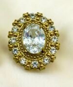 Σκουλαρίκια ατσάλινα με πέτρες και ζιγκον χρώμα χρυσό-SK-782 - Image 2