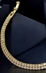 Βραχιόλι από ανοξείδωτο ατσάλι με ζιργκον χρώμα χρυσό-BR-436 - Image 2