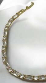 Βραχιόλι από ανοξείδωτο ατσάλι με κρυσταλλάκια χρώμα χρυσό-BR-437 - Image 2