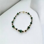 Χειροποίητο Κολιέ με χάντρες και πέτρες χρυσό χρώμα-Κ-705 - Image 2