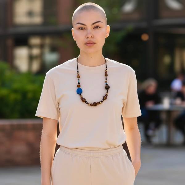 Χειροποίητο Κολιέ με χάντρες και πέτρες χρυσό χρώμα-Κ-