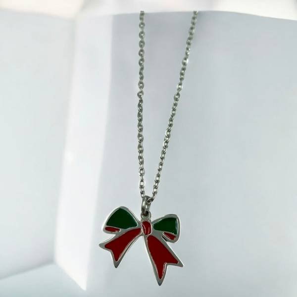 Κολιέ Χριστουγεννιάτικο από ανοξείδωτο ατσάλι χρώμα ασημί-K-