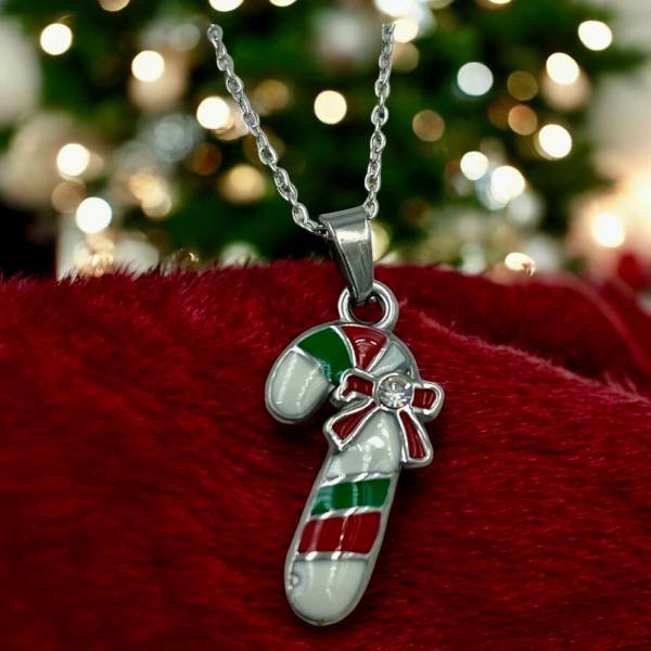 Κολιέ Χριστουγεννιάτικο από ανοξείδωτο ατσάλι χρώμα ασημί-K-