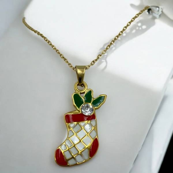 Κολιέ Χριστουγεννιάτικο από ανοξείδωτο ατσάλι χρώμα χρυσό-K-