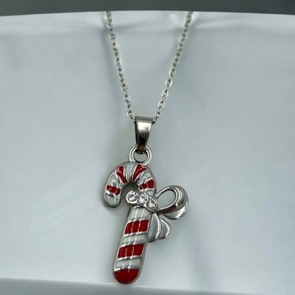 Κολιέ Χριστουγεννιάτικο από ανοξείδωτο ατσάλι χρώμα ασημί-K-