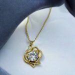 Κολιέ καρδιά από ανοξείδωτο ατσάλι με ζιργκον χρώμα χρυσό-K-