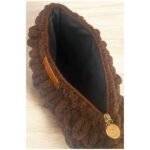 Χειροποίητη πλεκτή τσάντα φάκελος puffy 30x22cm χρώμα Καφέ σκούρο-PL-118-153 - Image 3