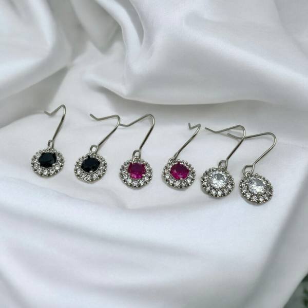 Σκουλαρίκια Σετ 3 ζευγάρια από Ανοξείδωτο ατσάλι με ζιργκον χρώμα ασημί-SK-πατρα patra